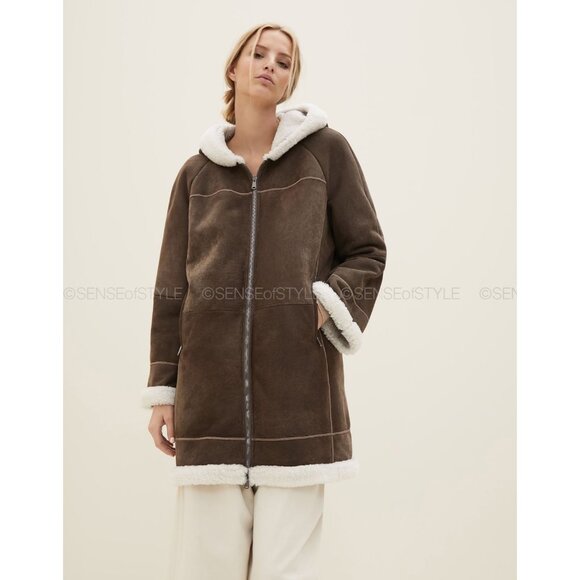 Brunello Cucinelli Women Leather Fur Coat Hooded Monili Jacket size 40 S - Picture 2 of 12